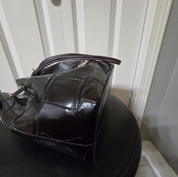 Dooney Denison Crossbody Drawstring Bag - Color: Espresso - Picture 8 of 12